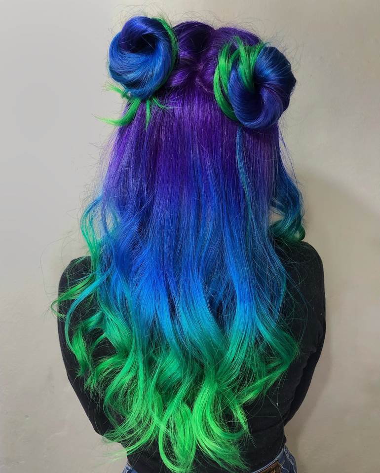 como descolorir pontas cabelo para azul