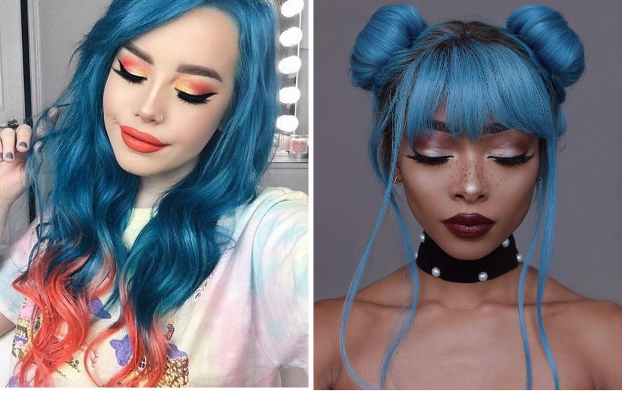 ideias cabelo azul nas pontas fotos