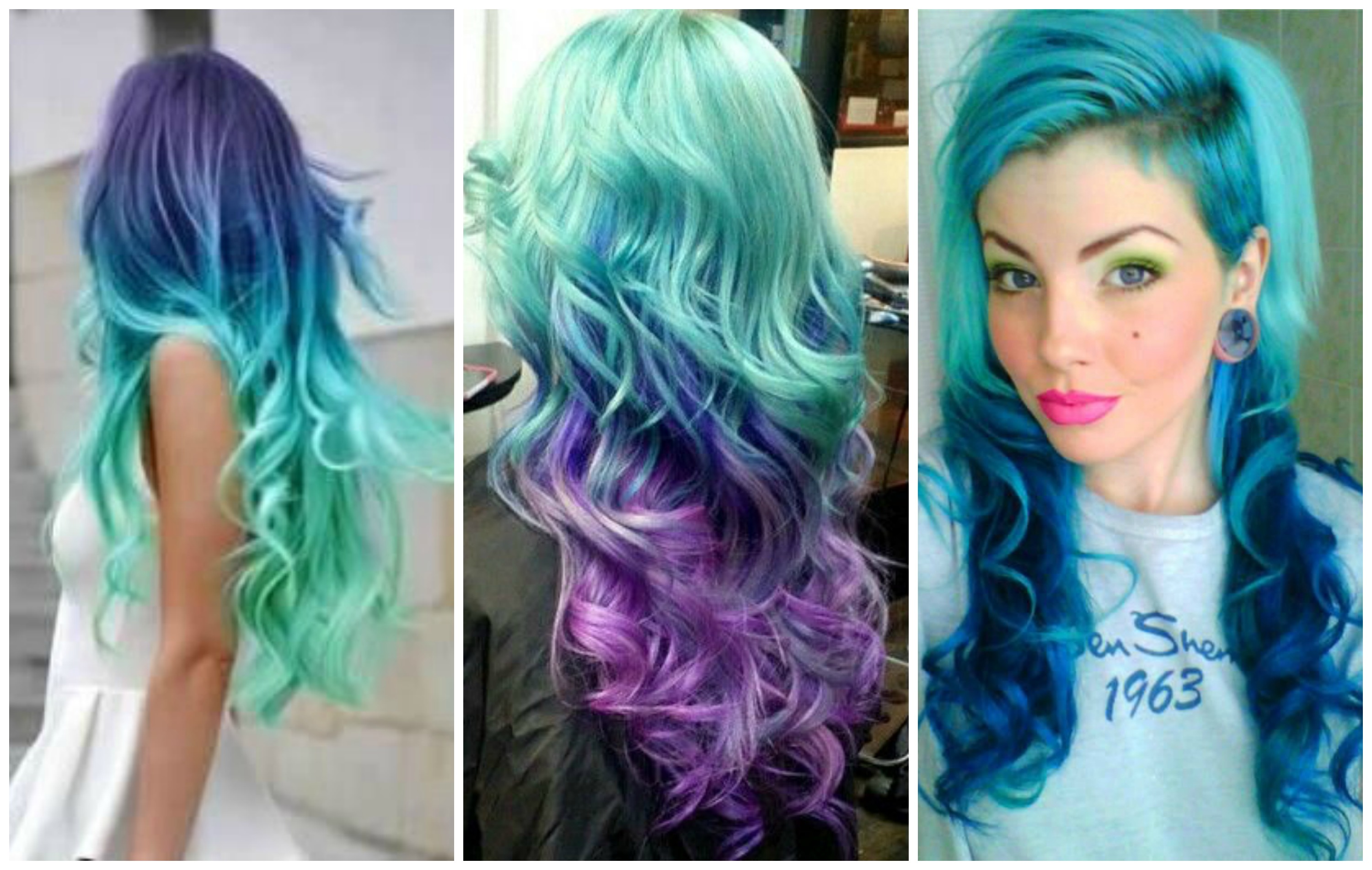 cabelo azul turquesa e roxo