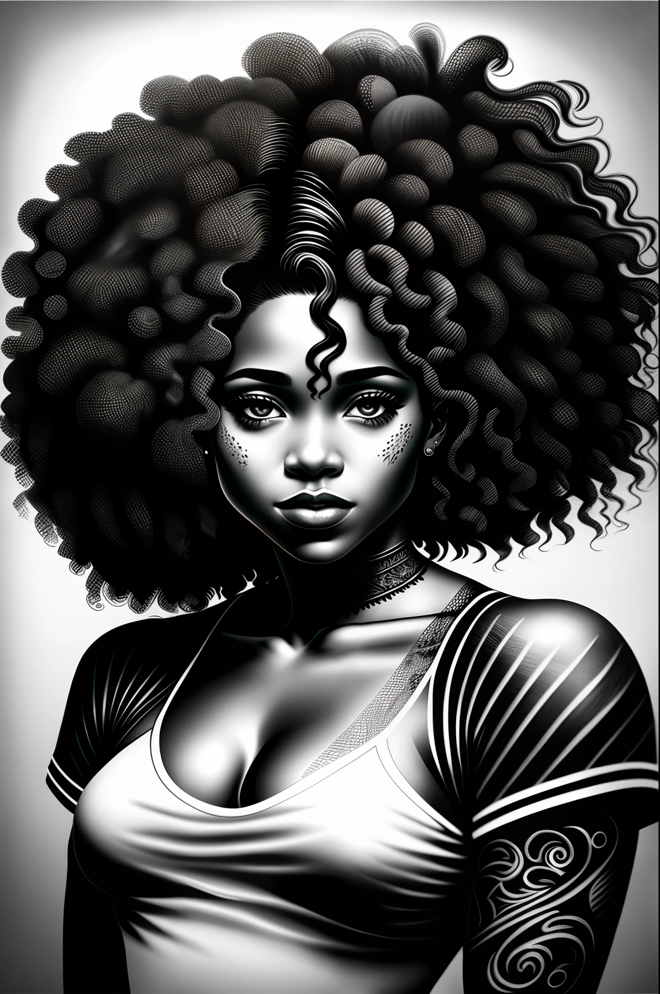 cabelo cacheado negra desenho