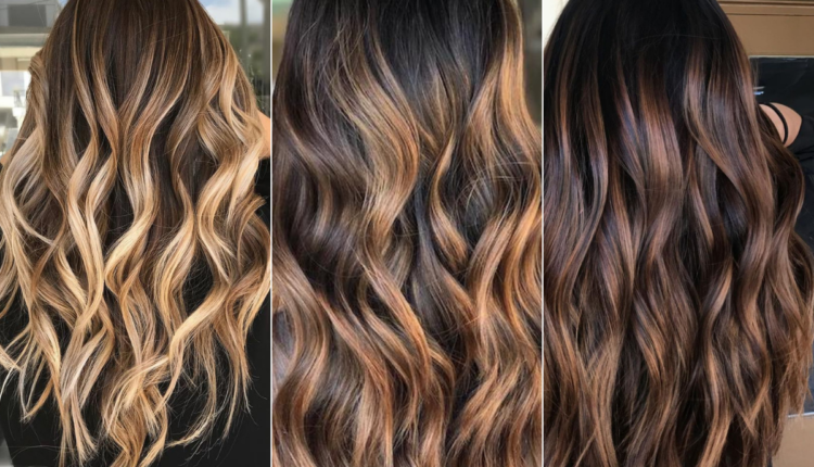 cabelo castanho chocolate com mechas douradas