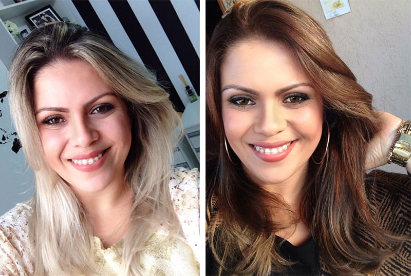 cabelo castanho chocolate com mechas douradas