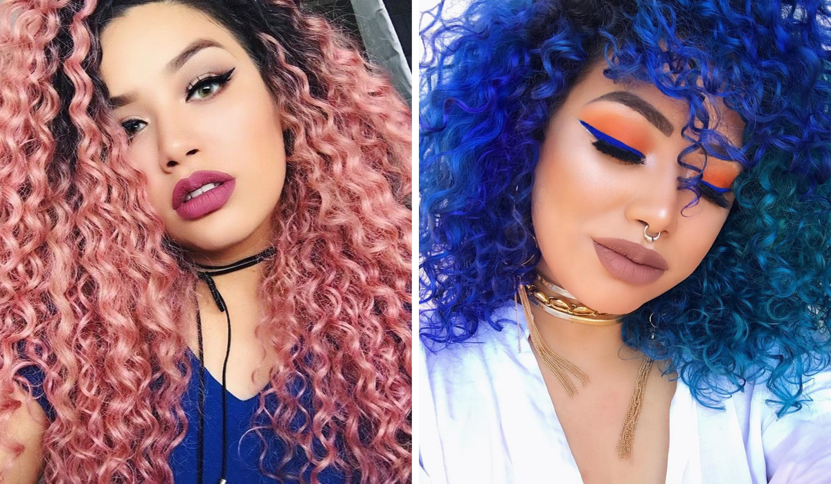 cabelo colorido cacheado