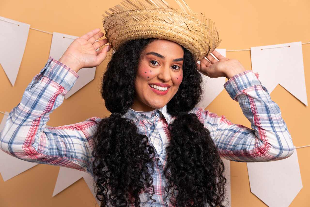 trança com fita vs coque bolha para festa junina