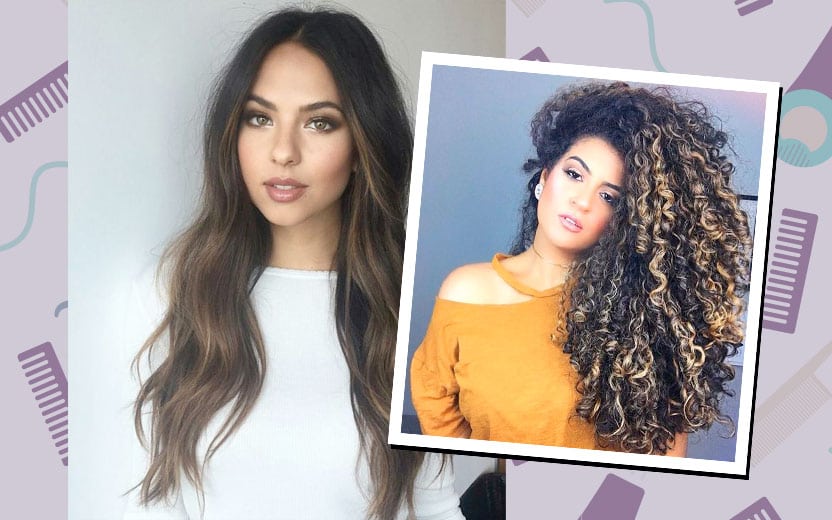 cabelo escuro com luzes