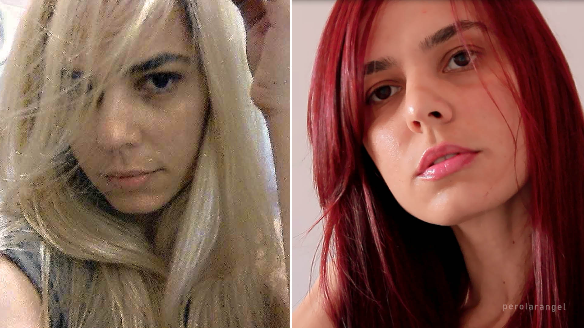 cabelo loiro com luzes vermelhas