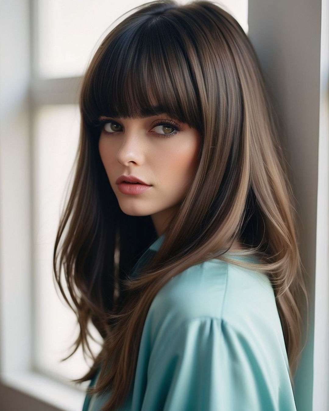 cabelo longo com franja tumblr