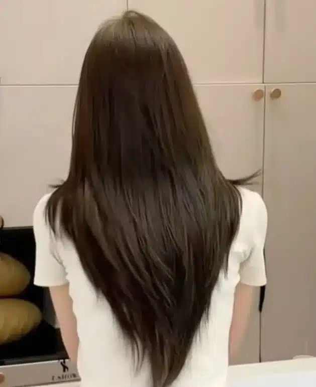 cabelo longo em camadas de costas