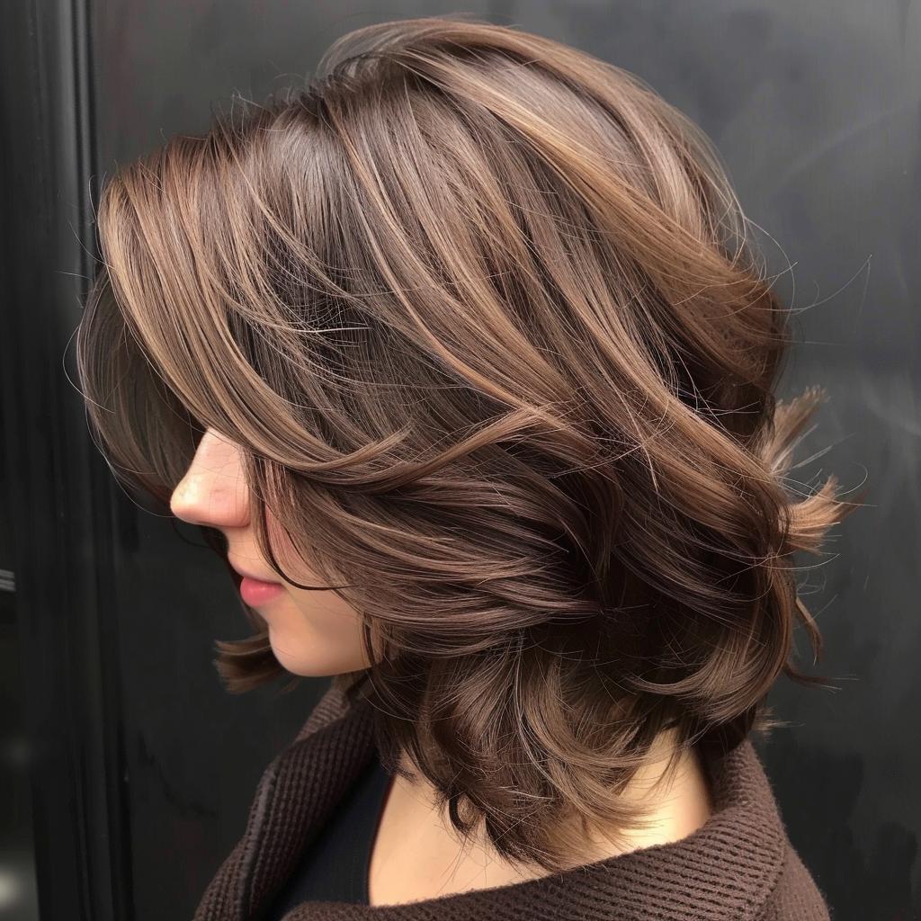 cabelo marrom com mechas douradas