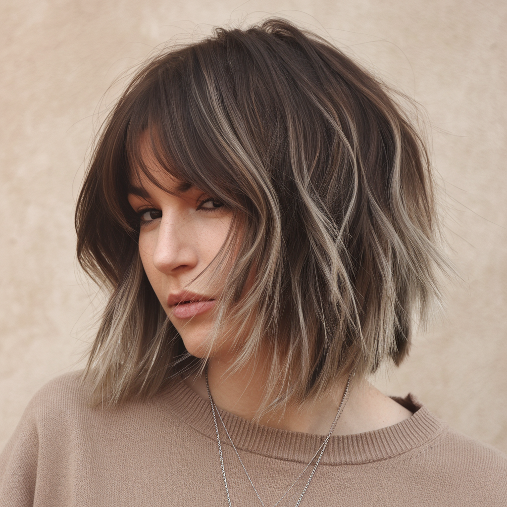 cabelo médio com pontas repicadas