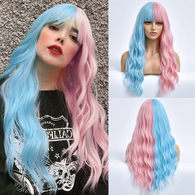 cabelo metade azul metade rosa