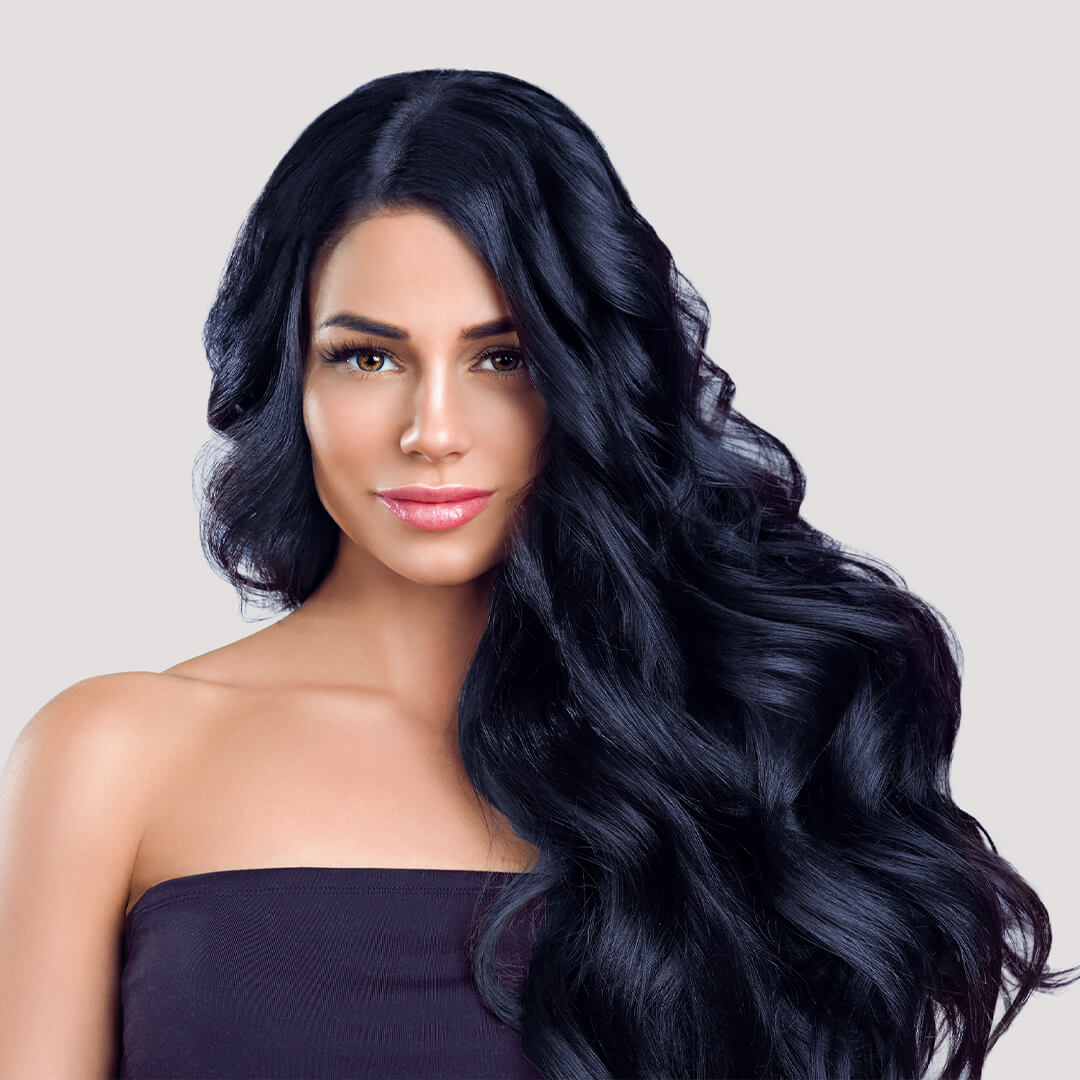 cabelo preto azulado longo