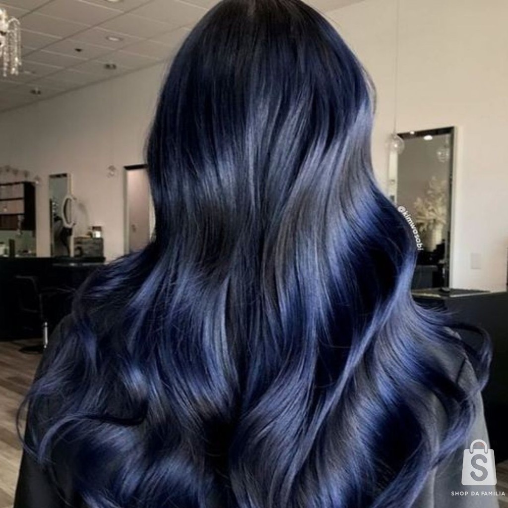 como pintar cabelo preto azulado