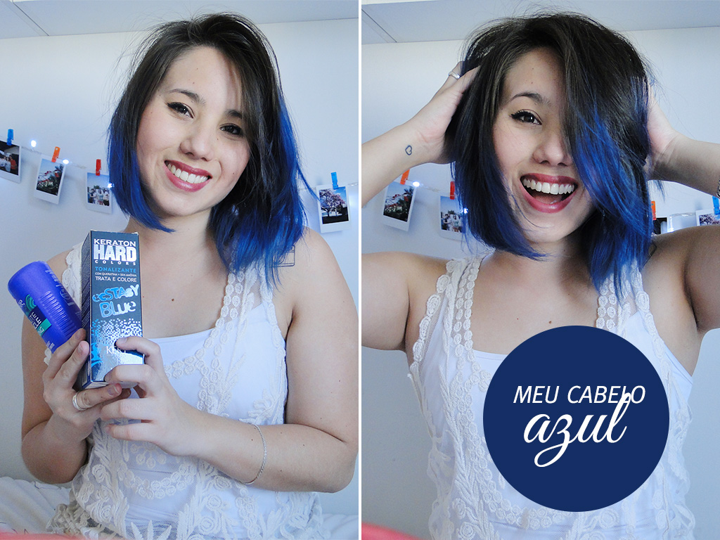 cabelo preto com pontas azuis