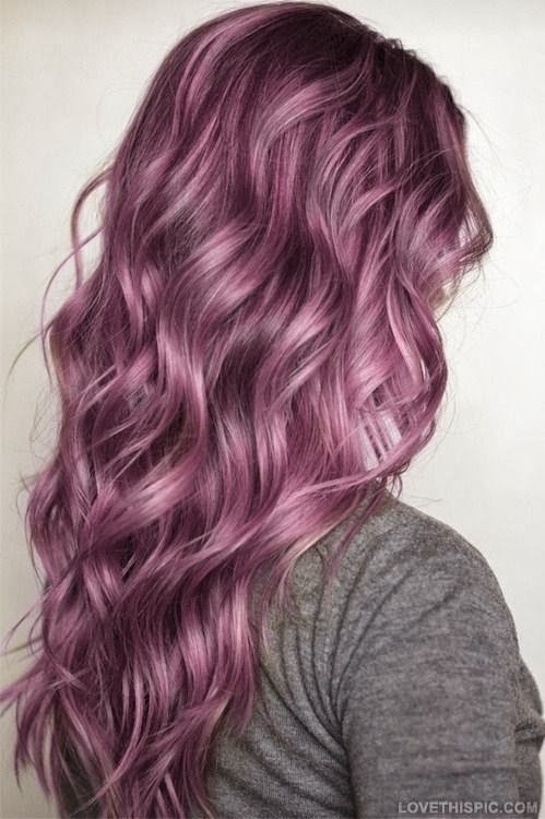 cabelo longo rosa e roxo