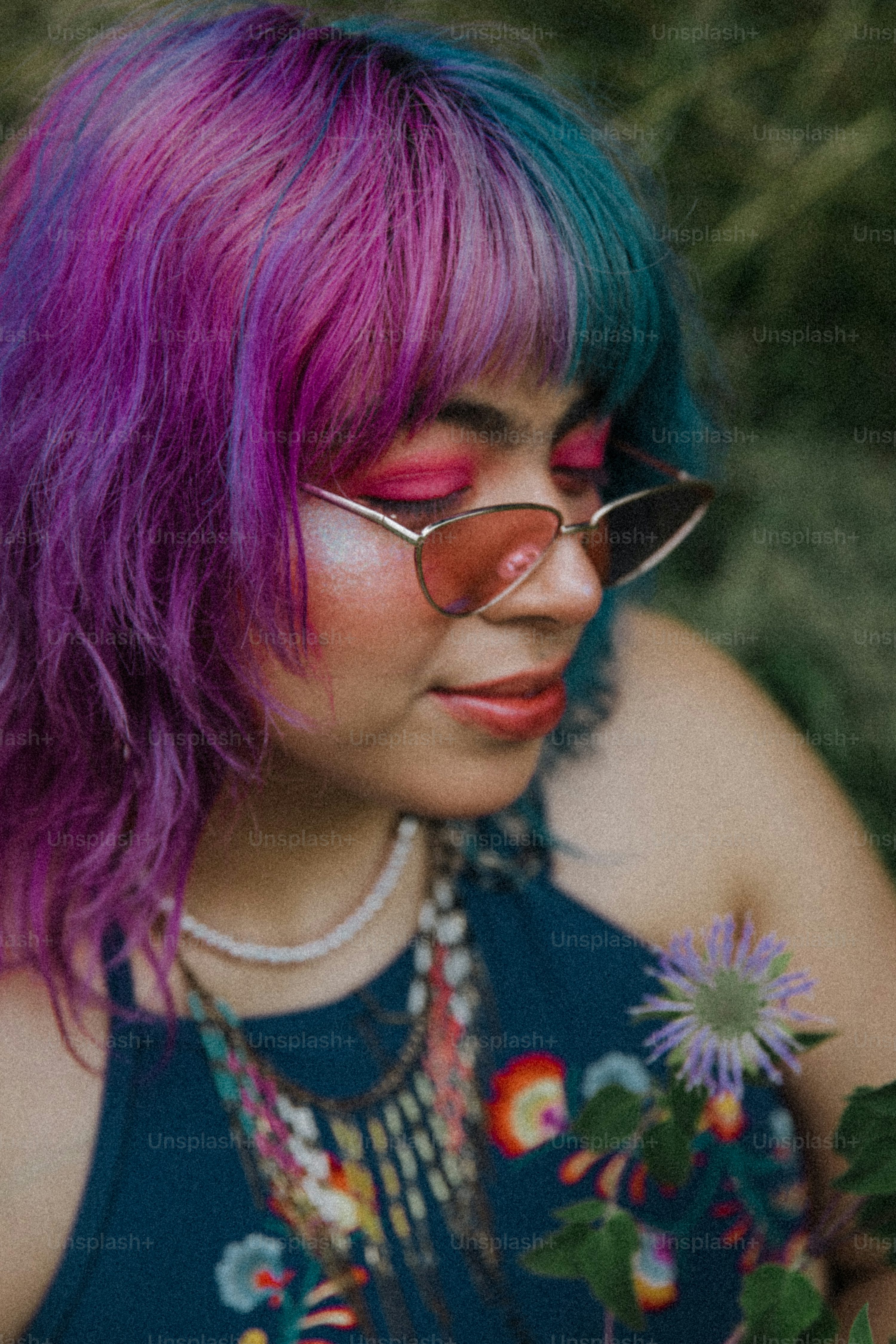 cabelo underlayer rosa e roxo