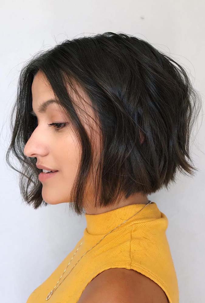 short bob com franja desfiada