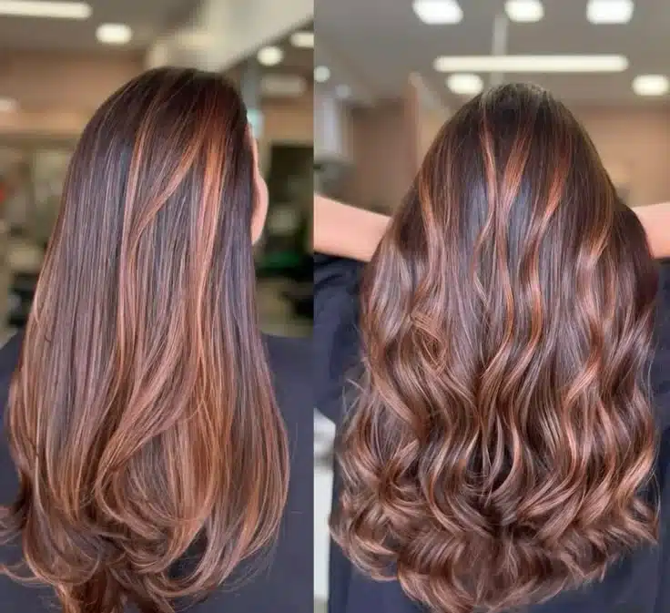 cabelos castanhos com luzes