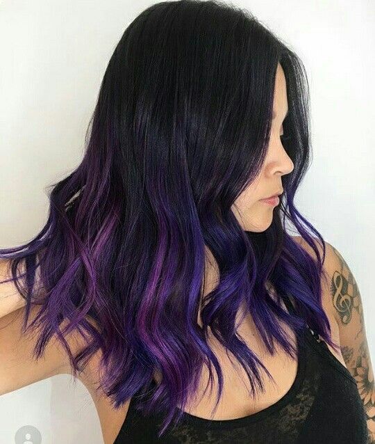 californiana lilas em cabelo preto