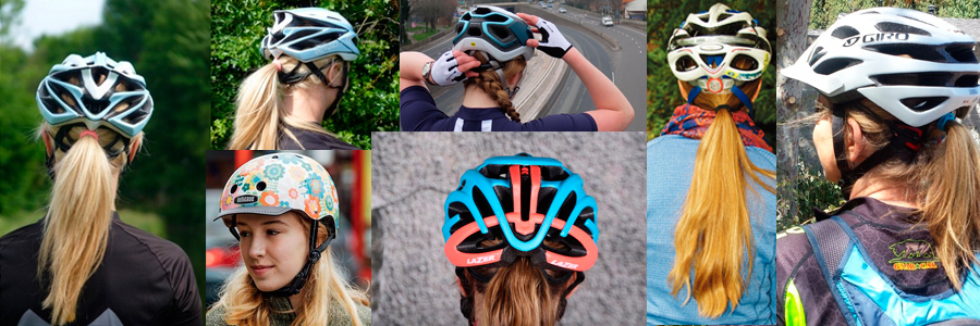 capacete com cabelo feminino