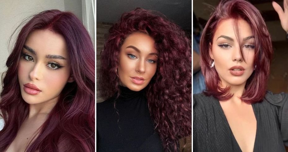 cor de cabelo vermelho violeta