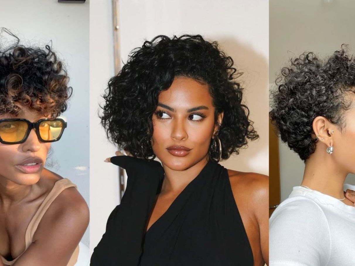 corte de cabelo cacheado curto moderno