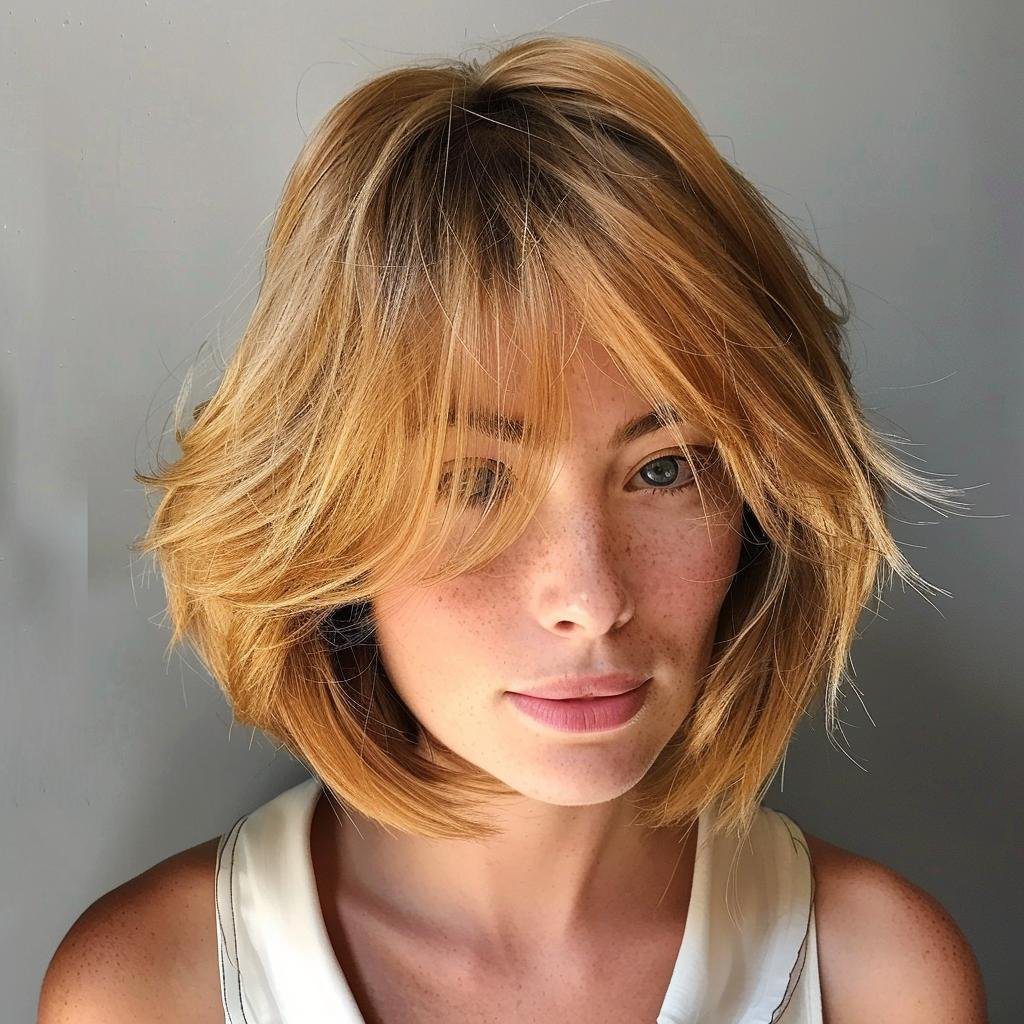 corte de cabelo curto repicado em camadas com franja