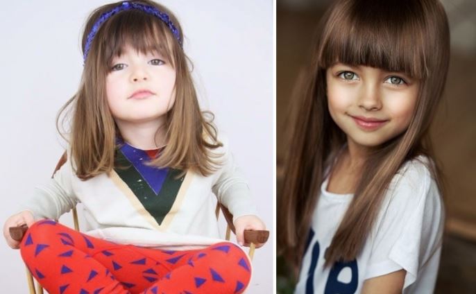 corte de cabelo infantil feminino ondulado com franja