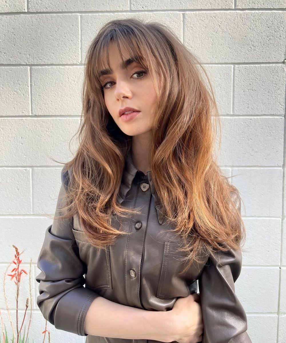 cortes de cabelo repicado em camadas com franja