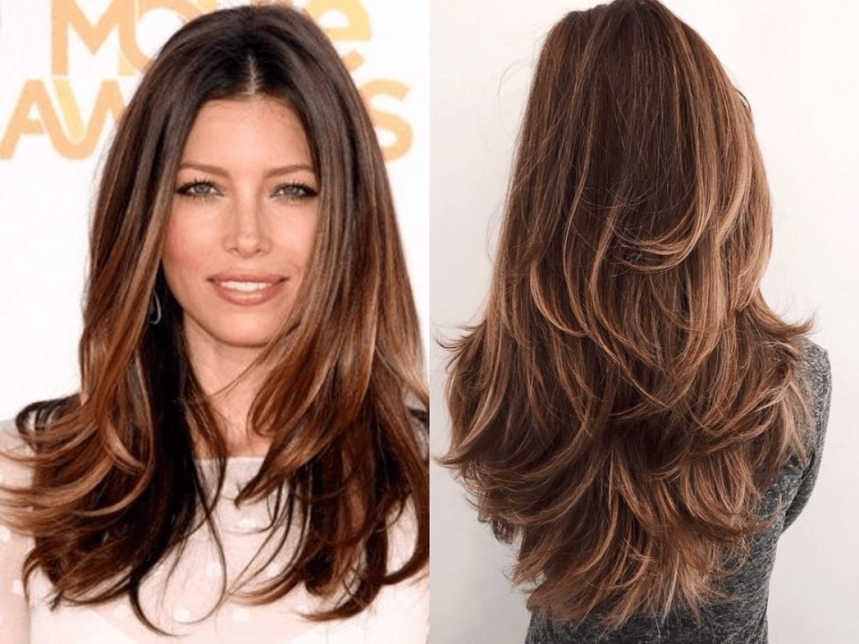 cortes de cabelo repicado em camadas com franja
