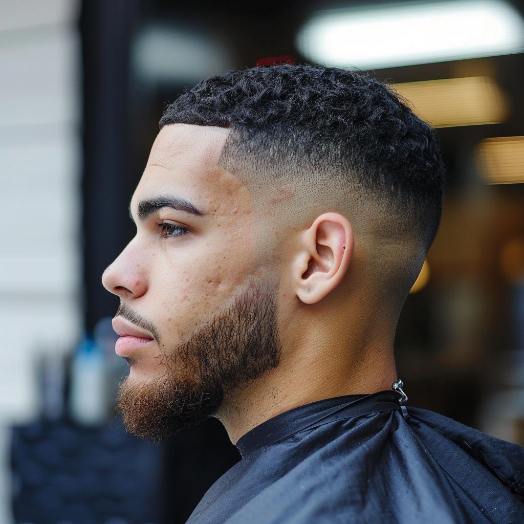 High e Taper Fade com Risco