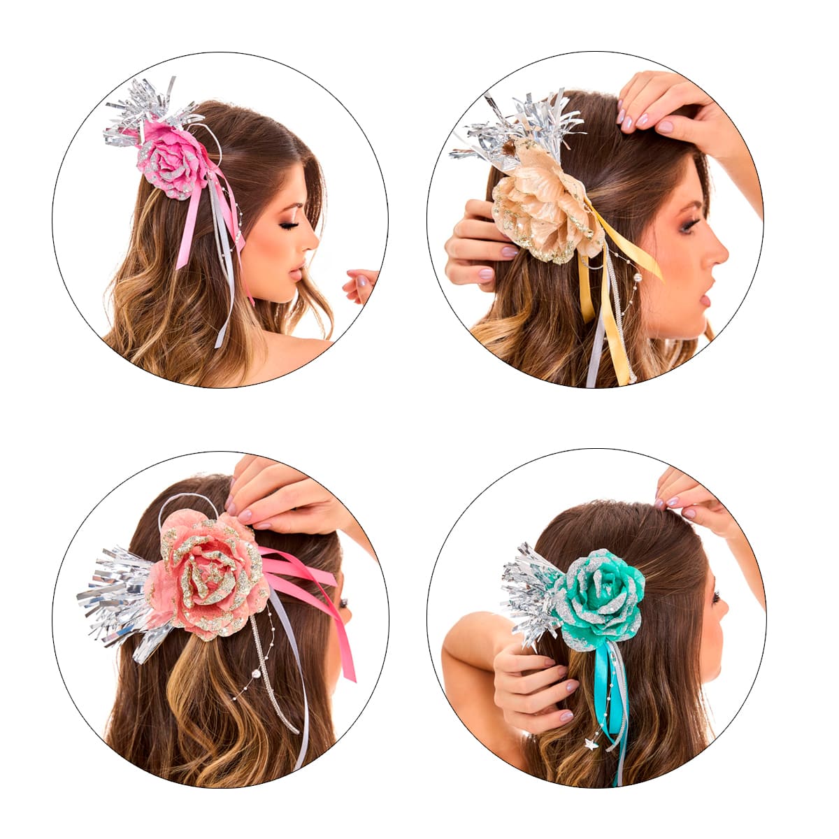 penteados com fitas neon