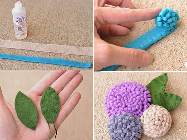 flor de feltro para cabelo