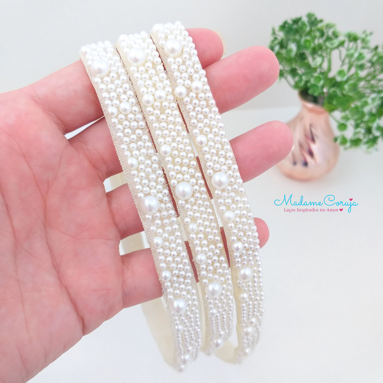 laços de cabelo para bebe com perolas