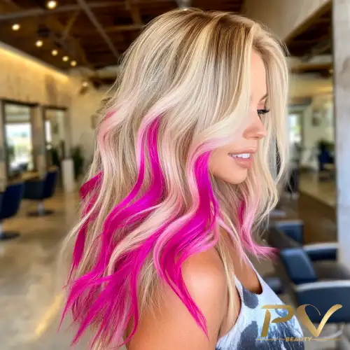 mecha rosa no cabelo