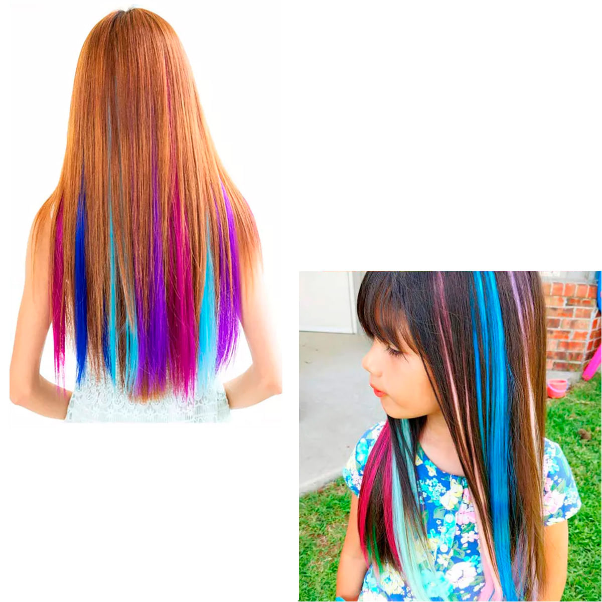 mechas coloridas no cabelo