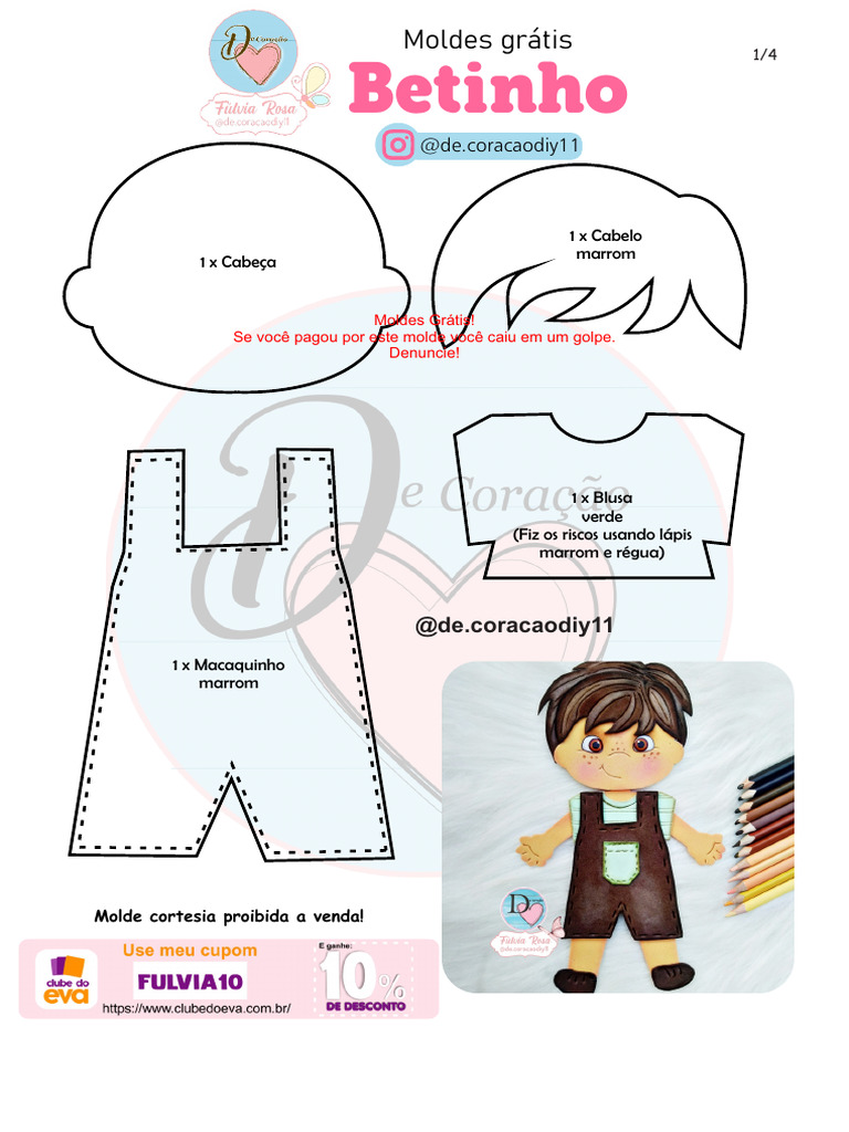 Guia Completo de Moldes de Cabelo em Feltro para Bonecas