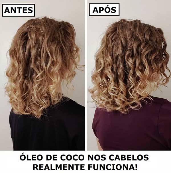 oleo de côco no cabelo antes e depois