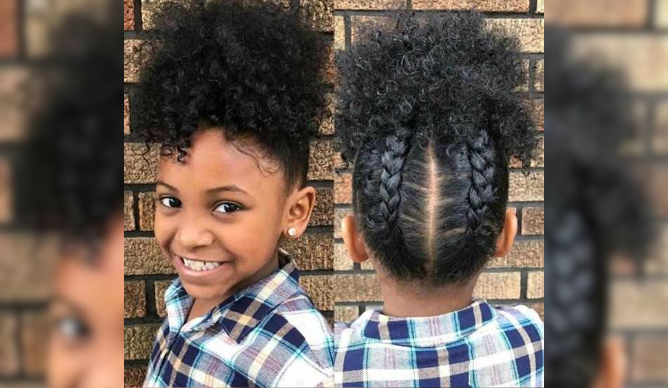 penteado infantil cabelo cacheado com tranças rápido e prático