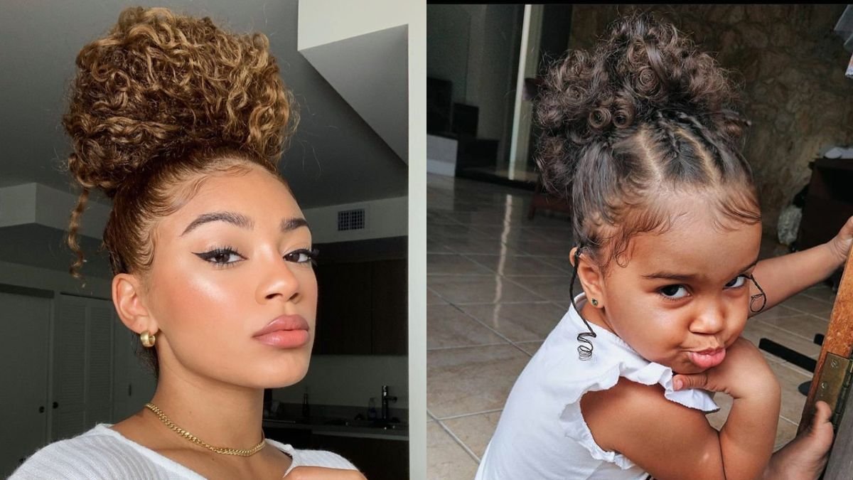 penteado infantil cabelo cacheado com trança nagô