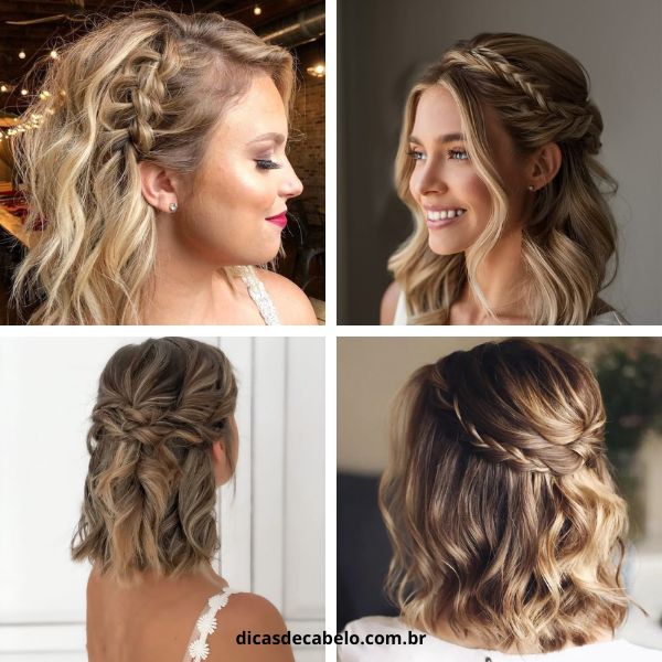 penteado cabelo curto com franja