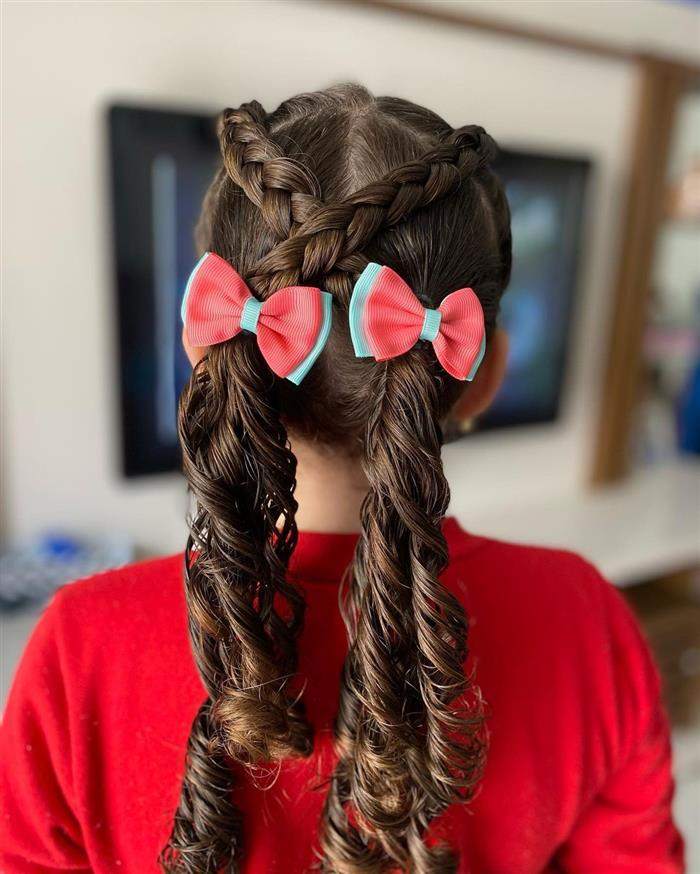 penteado de festa infantil laço