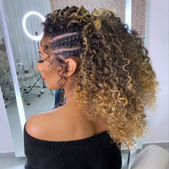 penteado formatura infantil cabelo cacheado simples