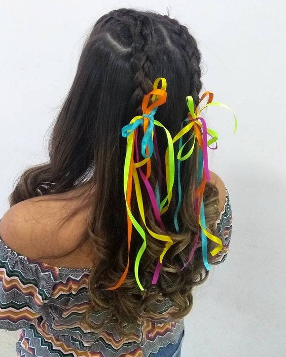 penteado infantil com flores são joão