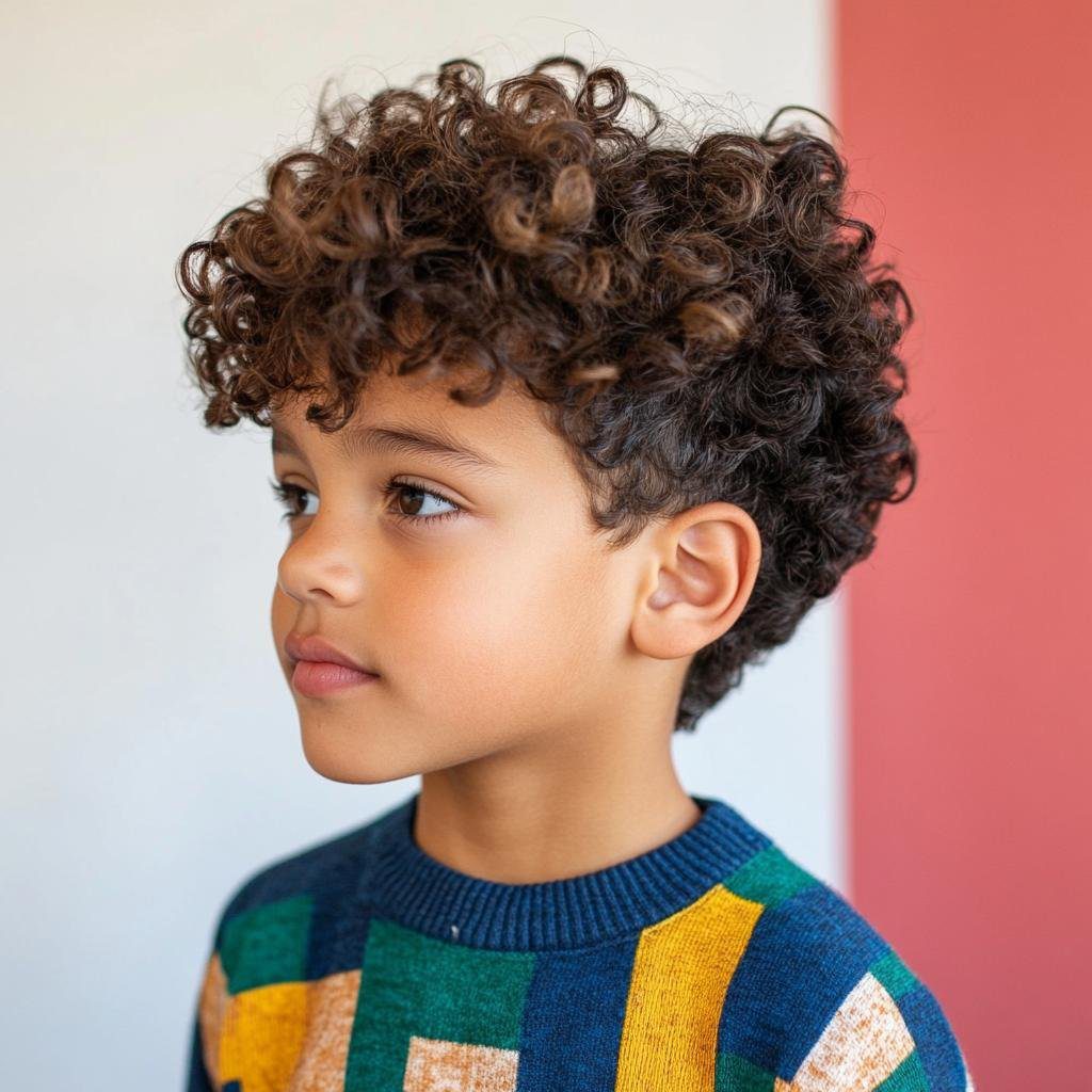 penteado infantil menino cabelo cacheado para escola