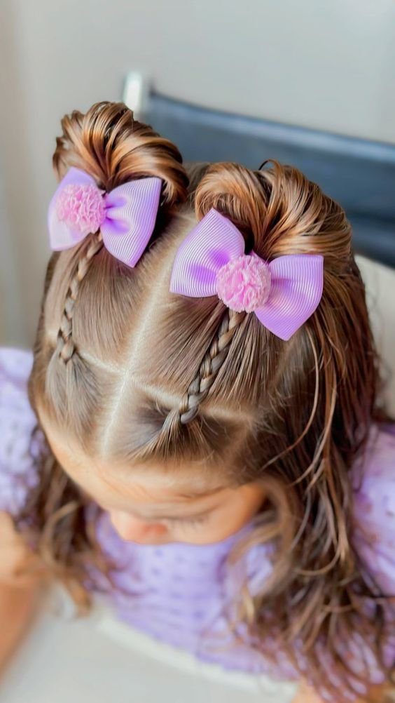 penteado infantil com trança lateral