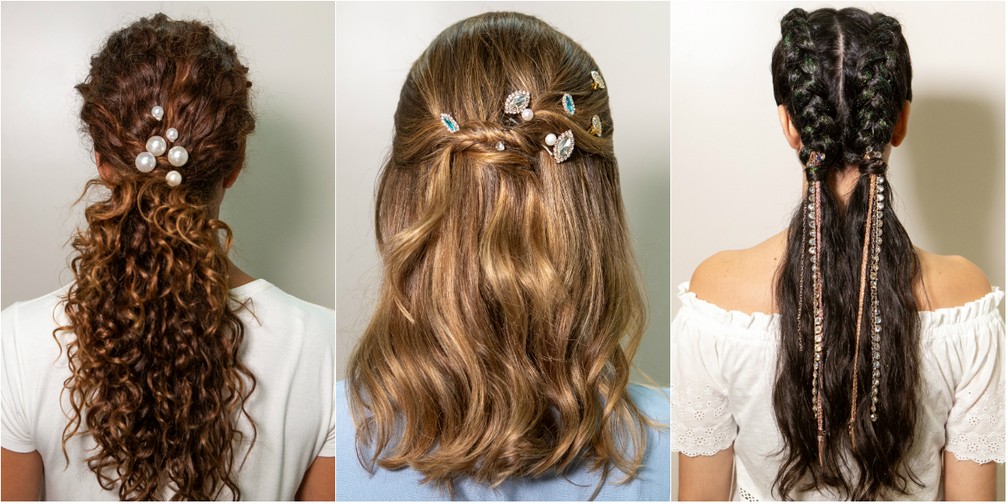 penteado infantil cabelo cacheado réveillon