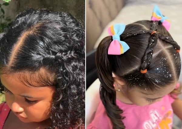 penteado infantil cabelo cacheado primeiro dia de aula