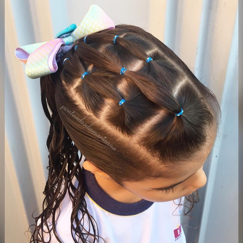 penteado infantil semipreso com laço