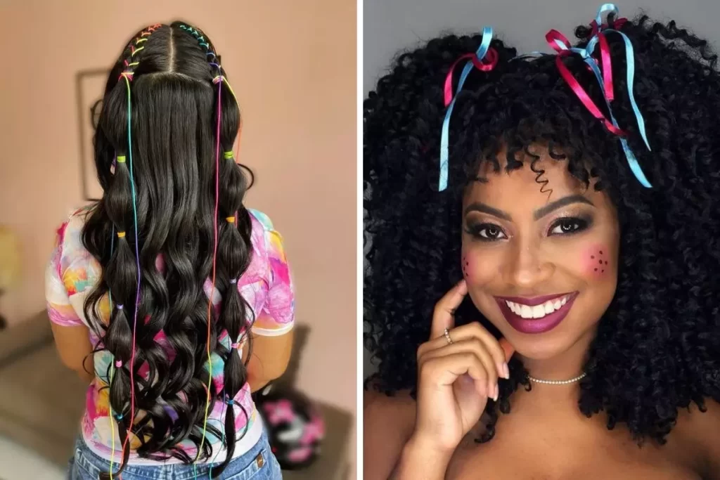 penteado infantil com flores para sao joao